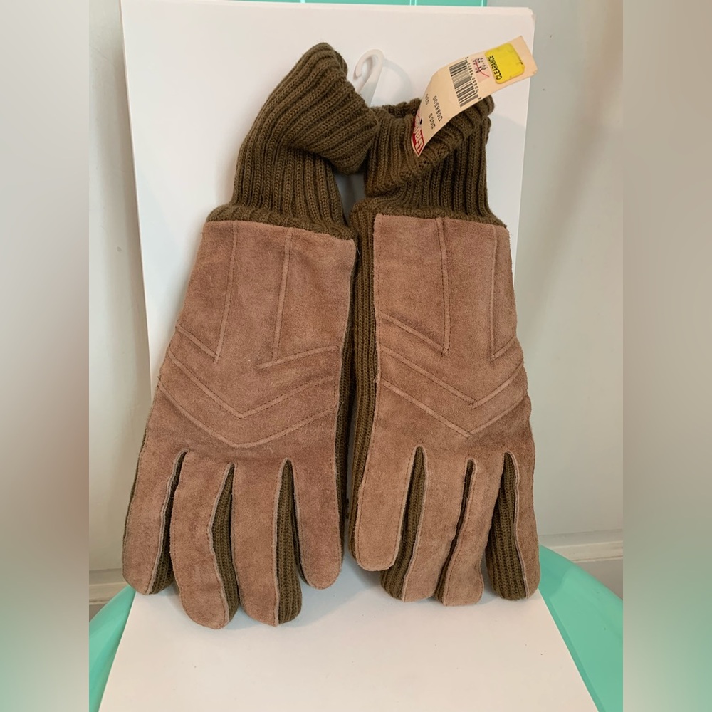 NWT Vintage Bradlees Split Cowhide & Nylon Men’s Gloves OS